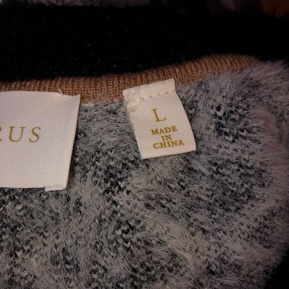 Cyrus Womens Large White Diamond Geometric Eyelash Fuzzy Pullover Sweater Size L - Picture 8 of 9